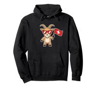 Switzerland Mountain Goat Design Funny Swiss Flag Graphic Pullover Hoodie
