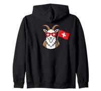 Switzerland Mountain Goat Design Funny Swiss Flag Graphic Zip Hoodie