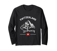 Switzerland Schweiz Alps Mountains Swiss Flag Travel Long Sleeve T-Shirt