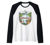 Switzerland St Bernard Cow Pointing Meme - Swiss Souvenir Raglan Baseball Tee
