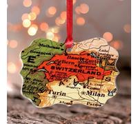 Switzerland Stained Glass Window Hangings World Geographical Distribution Hanging Ornaments Keepsake Panels for Wall Garden Car And Party Decoration Hanging Clear Round Ornament Pendant for Friends