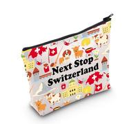 Switzerland Symbols Souvenir Cosmetic Bag Switzerland Vacation Gift Switzerland Trip Makeup Bag Switzerland Lover Gift Switzerland Travel Gift