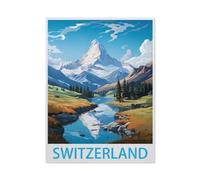Switzerland Vintage Travel Poster，Funny Tin Sign Retro Metal Sign for Home Farm Toilet Restroom Washroom Wall Decor Gift(15x30cm）6x12 inch-L80