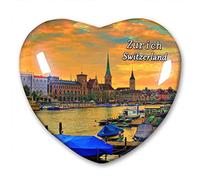 Switzerland Zurich Fridge Magnet Refrigerator Stickers Collection Decorative Magnet Travel Souvenir Heart-Shaped Crystal Glass
