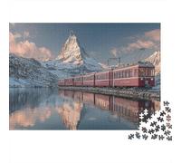 Switzerland's Iconic Snow Peak Jigsaw Puzzles Red Train Challenge Toy Educational Games Home Decoration for Adults& Teenager Age 14 Years Up 1000pcs (75x50cm)