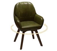 Swivel Accent Chair, Oil-waxed Leather Armchair with Wing Side and 360° Swivel Base for Living Room, Bedroom, Home Office