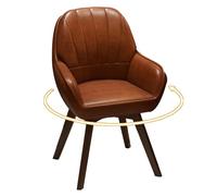 Swivel Accent Chair, Oil-waxed Leather Armchair with Wing Side and 360° Swivel Base for Living Room, Bedroom, Home Office