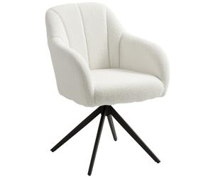 Swivel Accent Chair Teddy Fleece Armchair 360° Lounge Chair White Upholstered