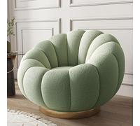 Swivel Accent Chair with Ottoman - 360 Degree Rotating Barrel Club Tub Sofa for Bedroom & Reading Room - Stylish Design