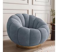 Swivel Accent Chair with Ottoman - 360 Degree Rotating Barrel Club Tub Sofa for Bedroom & Reading Room - Stylish Design