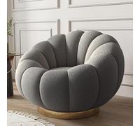 Swivel Accent Chair with Ottoman - 360 Degree Rotating Barrel Club Tub Sofa for Bedroom & Reading Room - Stylish Design
