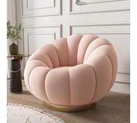 Swivel Accent Chair with Ottoman - 360 Degree Rotating Barrel Club Tub Sofa for Bedroom & Reading Room - Stylish Design
