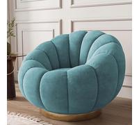 Swivel Accent Chair with Ottoman - 360 Degree Rotating Barrel Club Tub Sofa for Bedroom & Reading Room - Stylish Design