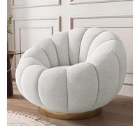 Swivel Accent Chair with Ottoman - 360 Degree Rotating Barrel Club Tub Sofa for Bedroom & Reading Room - Stylish Design