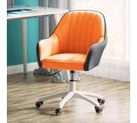 Swivel Aent Chairs with Armrest,Mid-Back Home Office Desk Chairs Computer Study Task Chair with Wheels, Leather Executive Office Chair,Blauw Grijs-Size (Oranje Grijs Size)