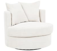 Beliani Swivel Armchair Dalby Fabric Light Beige, Brown