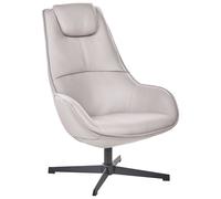 Swivel Armchair HAUGE Faux Leather Light Grey