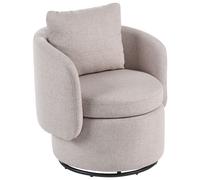 Beliani Swivel Armchair Horsens With Storage Fabric Beige