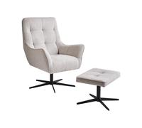 Swivel Armchair MOLLE with Footstool Light Beige