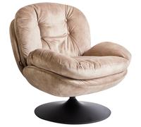 Beliani Velvet Swivel Armchair Sand Beige NOLVIK, Cream