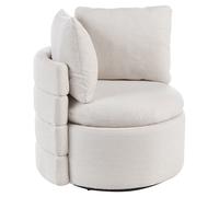 Swivel Armchair RANDERS with Storage Fabric Off-White