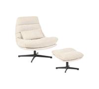 Swivel Armchair TOVIK with Footstool Chenille Light Beige