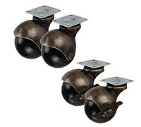 Swivel Ball Casters Wheels,Antique Furniture Casters,with Brakes Caster,with Fixing Plate,Replacement Castors,for Desk Chair Coffee Table Toy Shoes Bins,Silent