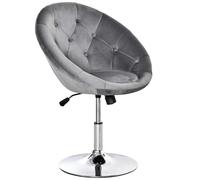 Swivel Bar Stool Adjustable Tufted Tub Chair Counter Height Seat Chrome Grey