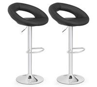 Swivel Bar Stool Set of 2 Height Adjustable PU Leather Counter Stools