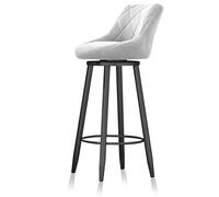 Swivel Bar Stool with Back - 65cm Counter Height Velvet Chair for Kitchen Island & Pub, Stylish Grey Seat & Black Legs - Perfect for Modern Decor