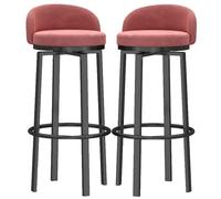 Swivel Bar Stool with Low Back, Kitchen Counter Height Chairs with Footrest, Metal Legs for Home Dining Pub (Pink, Set of 2, 30in/75cm)