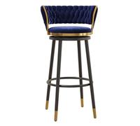 Swivel Bar Stool with Upholstered Fabric Seat, Low Back Support, Black Metal Legs - Ideal for Kitchen, Living Room, Party Venue, Hotel, Restaurant