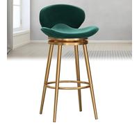 Swivel Bar Stools Counter Height Chairs, Velvet Barstools, Kitchen Island Chair, Curved Seat Backrest for Bistro, Breakfast, Restaurant (Green,65cm(25.6''))
