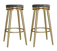 Swivel Bar Stools, Metal Frame Bar Chairs, Velvet Kitchen Island Stools, 350 LBS Capacity, Upholstered Pub Chairs with Footrest (Black, 65cm/25.6in)