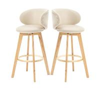 Swivel Bar Stools, Modern Armless Design with Faux Leather Upholstery and Solid Wood Legs for Kitchen Island or Restaurant Seating