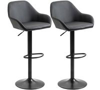 Swivel Bar Stools Set 2 PU Leather Adjustable Kitchen Chairs Dining Brown