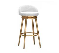 Swivel Bar Stools Set of 1/2/3/4 Velvet White Dining Bar Stools Fixed Height Bar Chairs with Metal Frame and Footrest for Breakfast Bar, Counter, Kitchen and Home (1pcs Seat Height 75cm)