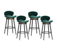 Swivel Bar Stools Set of 2, 65cm Upholstered Counter Bar Stool Height Stools, Black Metal Legs with Footrests, Velvet Bar Stools for Kitchen Islands, Dining A (4pcs Height 65cm)