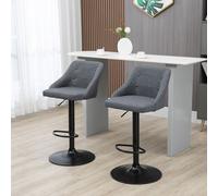 Modern Swivel Bar Stools Set of Adjustable Height Bar Chairs Footrest HOMCOM Dark Grey One Size