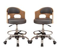 Swivel Bar Stools Set of 2, Counter Height Bar Chairs with Back, Height Adjustable Footpads and Pulley, PU Leather Kitchen Island Leisure Stool