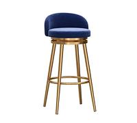 Swivel Bar Stools Set of 2 Counter Height with Back, Farmhouse Kitchen Breakfast Bar Stools, 360° Swivel, Velvet Upholstered Seat, Gold Metal Legs, Height 75cm, Grey (1pc Blue)