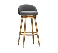 Swivel Bar Stools Set of 2 Counter Height with Back, Farmhouse Kitchen Breakfast Bar Stools, 360° Swivel, Velvet Upholstered Seat, Gold Metal Legs, Height 75cm, Grey (1pc Grey)