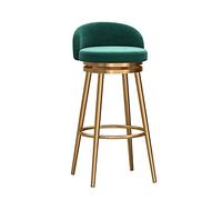 Swivel Bar Stools Set of 2 Counter Height with Back, Farmhouse Kitchen Breakfast Bar Stools, 360° Swivel, Velvet Upholstered Seat, Gold Metal Legs, Height 75cm, Grey (1pc Green)