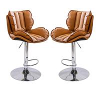 Swivel Bar Stools Set of 2, Double-Layer Upholstered Counter Height Bar Chairs with Back, Adjustable Faux Leather Barstools for Kitchen Island, Pub, Cafe