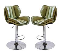 Swivel Bar Stools Set of 2, Double-Layer Upholstered Counter Height Bar Chairs with Back, Adjustable Faux Leather Barstools for Kitchen Island, Pub, Cafe