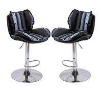 Swivel Bar Stools Set of 2, Double-Layer Upholstered Counter Height Bar Chairs with Back, Adjustable Faux Leather Barstools for Kitchen Island, Pub, Cafe