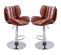Swivel Bar Stools Set of 2, Double-Layer Upholstered Counter Height Bar Chairs with Back, Adjustable Faux Leather Barstools for Kitchen Island, Pub, Cafe