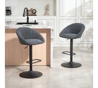HOMCOM Swivel Bar Stools Set of 2 Height Adjustable Bar Chairs Dark Grey
