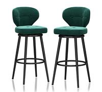 Swivel Bar Stools Set of 2, Velvet with Back Support, 65cm Counter Height, Durable Metal Legs, Stylish Kitchen Island Seating for Home Bars and Dining Areas