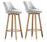 Swivel Bar Stools Set of 3, Counter Height Chair with Back, 65cm H Swivel Bar Chairs/Velvet Kitchen Island Stools for Kitchen, Pub,Grey 65cm Black Leg